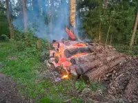Brennt Holzstapel in Düshorn