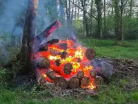 Brennt Holzstapel in Düshorn