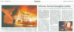 Scheune brennt komplett nieder