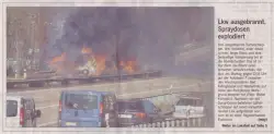 LKW ausgebrannt, Spraydosen explodiert