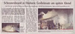 Scheunenbrand in Düshorn: Großeinsatz am späten Abend
