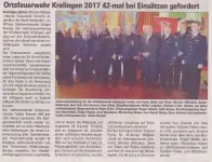 Ortsfeuerwehr Krelingen 2017 42-mal bei Einsätzen gefordert