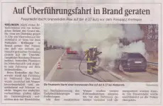 Auf Überführungsfahrt in Brand geraten