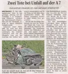 Zwei Tote bei Unfall auf der A7