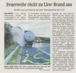 Feuerwehr rückt zu LKW-Brand aus