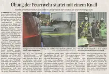 Übung der Fuerwehr startet mit einem Knall
