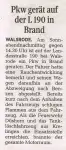 PKW gerät auf der L190 in Brand